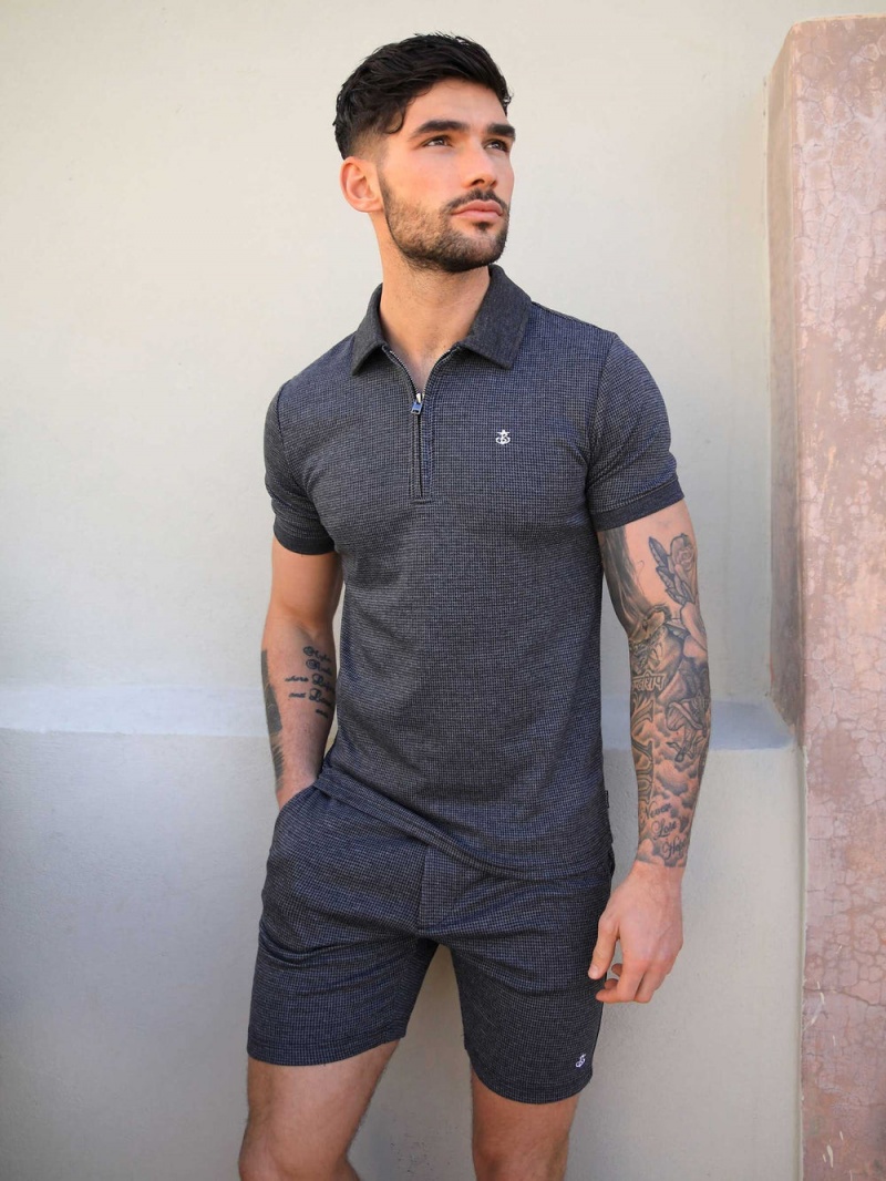 Dark Grey Blakely Midar Check Polo Shirt | AZUX-12596
