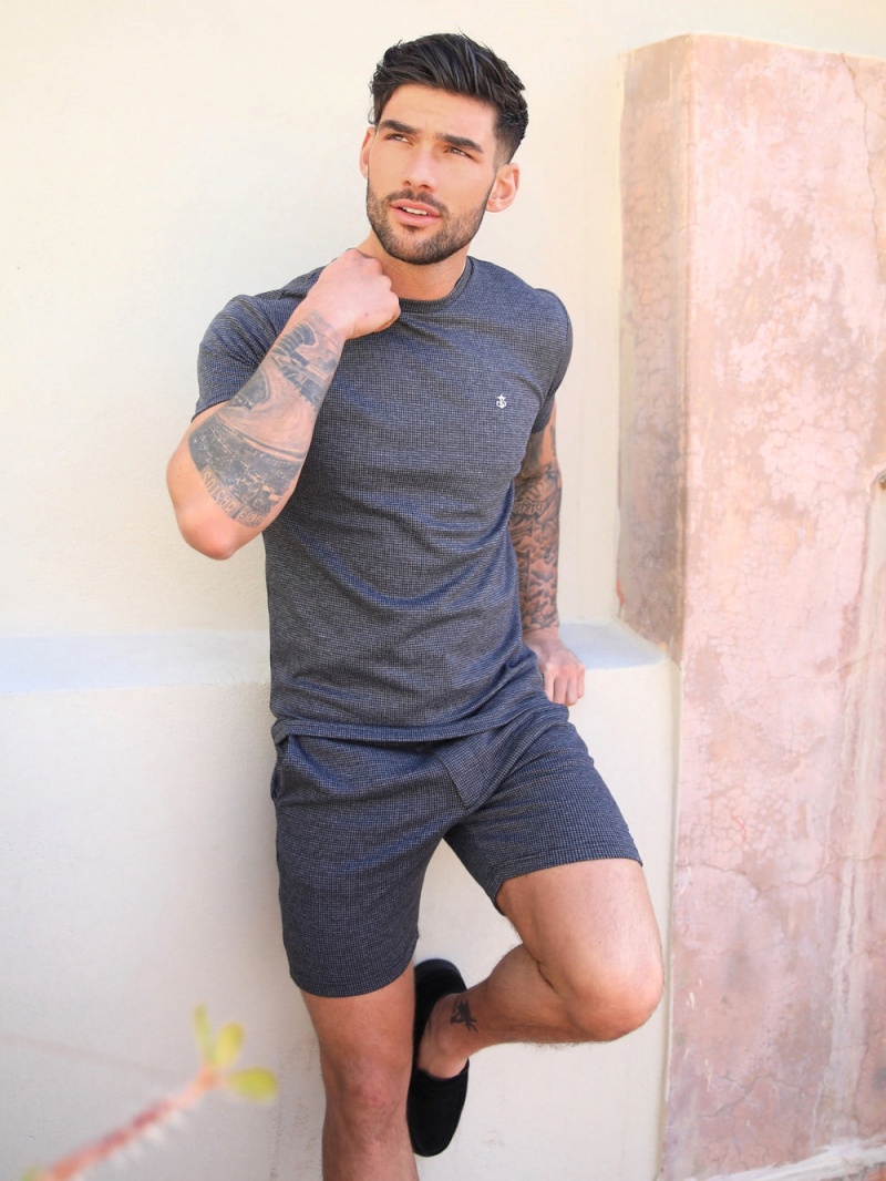 Dark Grey Blakely Midar Check T-Shirt | ZDBA-05674