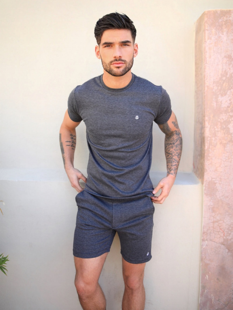 Dark Grey Blakely Midar Check T-Shirt | ZDBA-05674