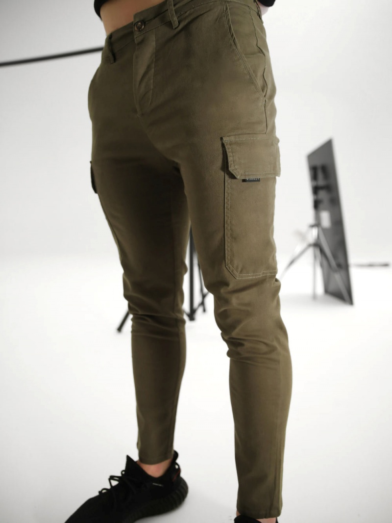 Dark Khaki Blakely Cargo Trousers | QJGW-40913
