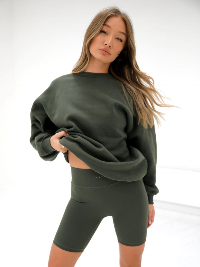 Dark Khaki Green Blakely Isabel Oversized Jumper | IJDV-32185