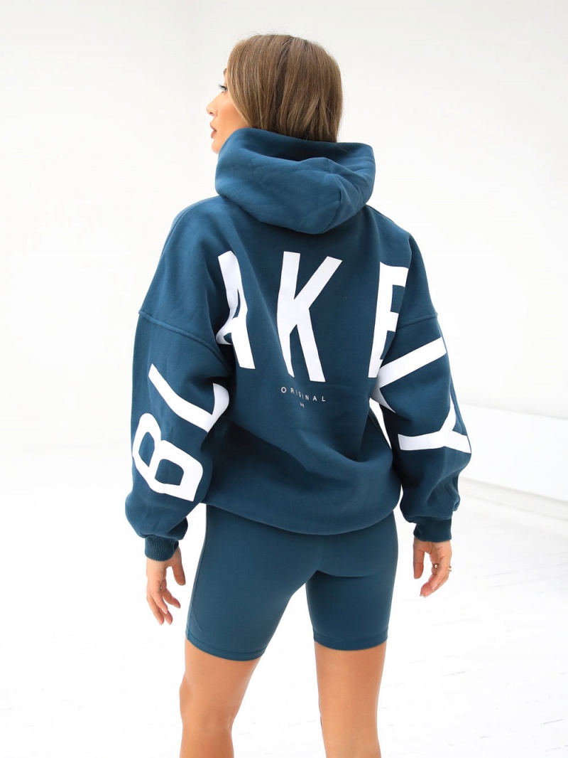 Dark Teal Blakely Isabel Oversized Hoodie | CKIA-50978