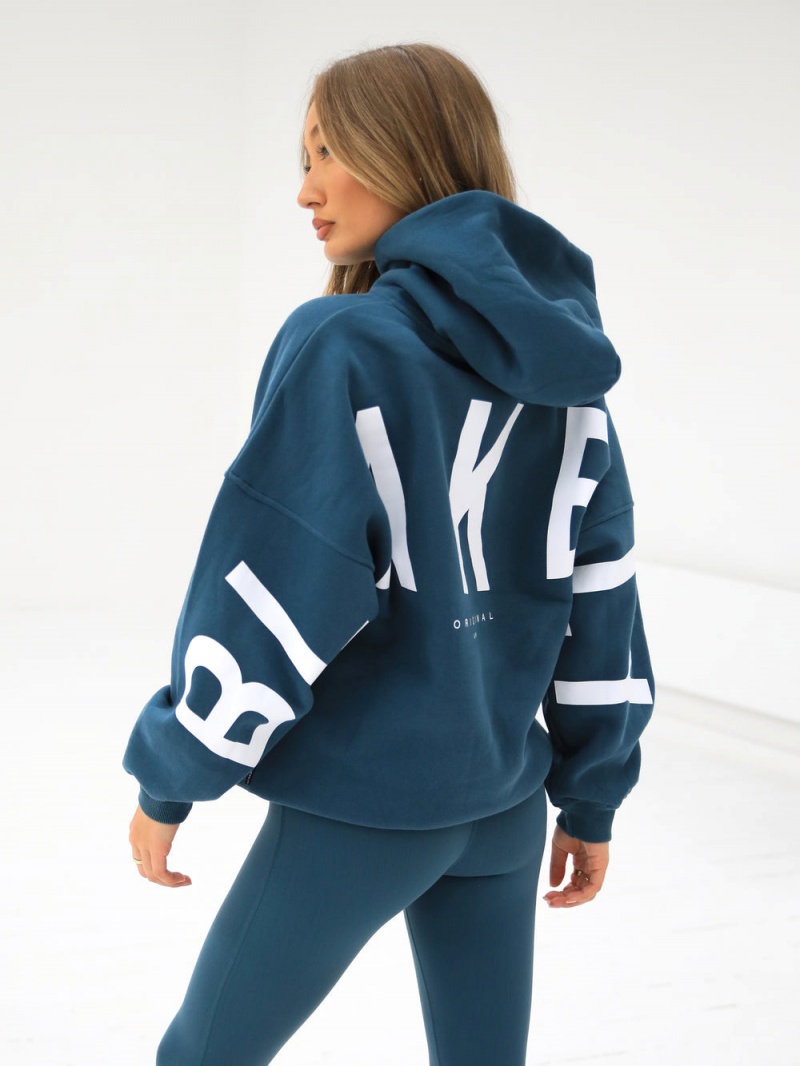 Dark Teal Blakely Isabel Oversized Hoodie | CKIA-50978
