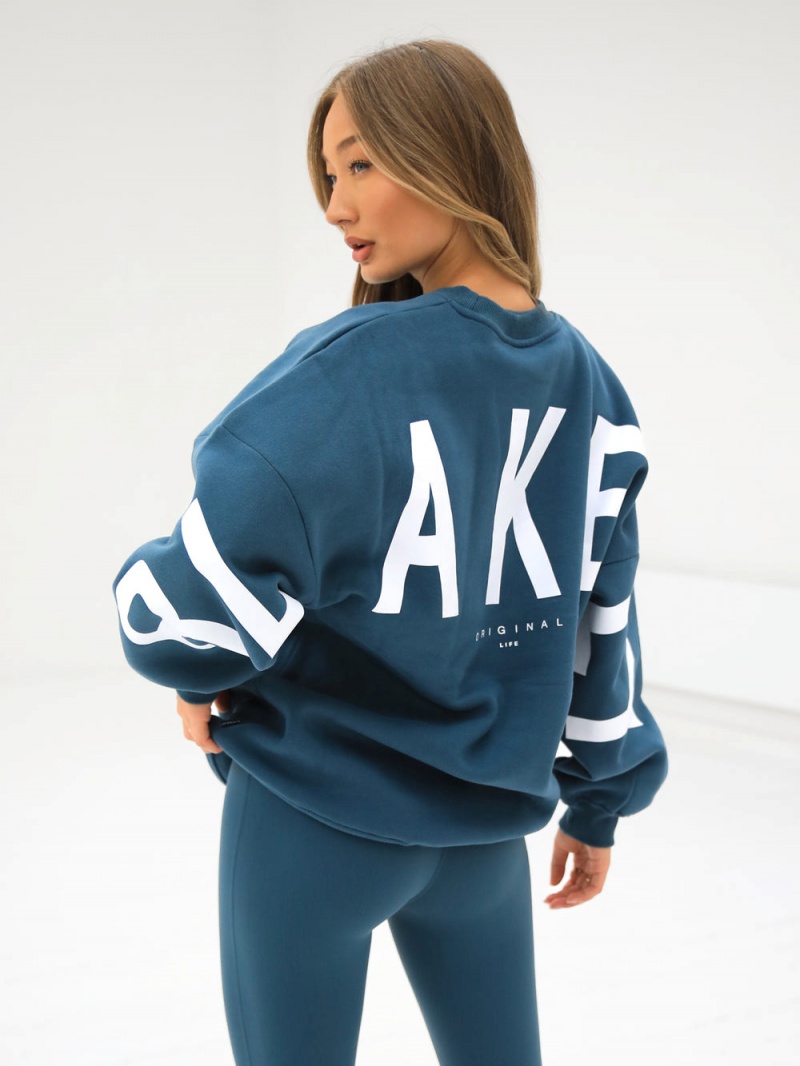 Dark Teal Blakely Isabel Oversized Jumper | FPCK-19563