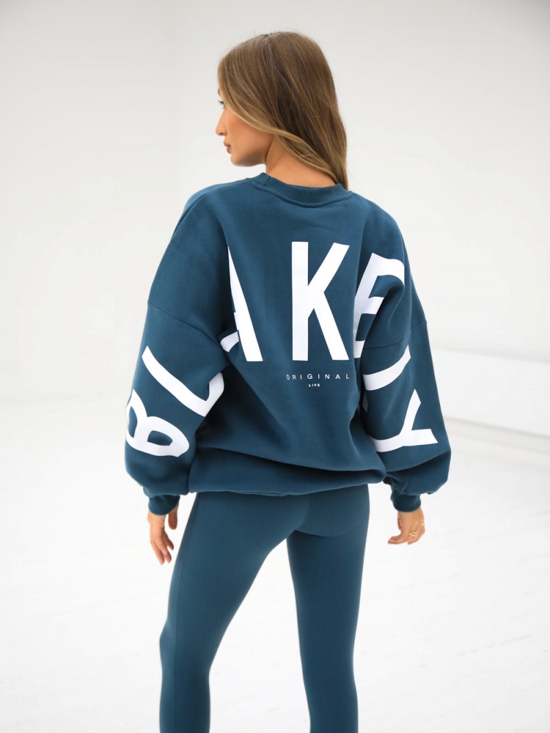 Dark Teal Blakely Isabel Oversized Jumper | FPCK-19563