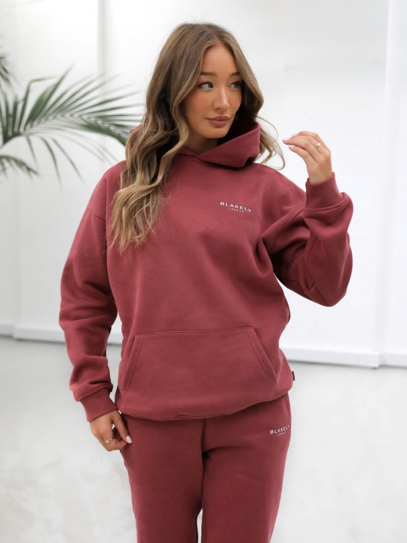 Deep Berry Blakely Universal Women's Relaxed Hoodie | LZSB-05982