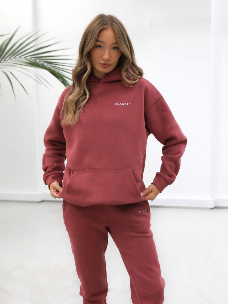 Deep Berry Blakely Universal Women's Relaxed Hoodie | LZSB-05982