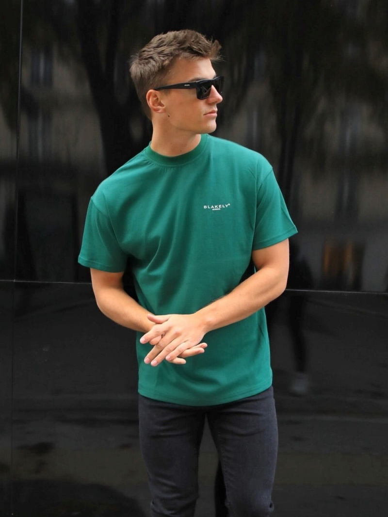 Deep Green Blakely Members Relaxed T-Shirt | HAZY-89065