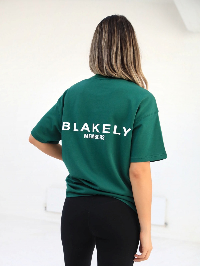 Deep Green Blakely Womens Members Relaxed T-Shirt | IKUE-13284