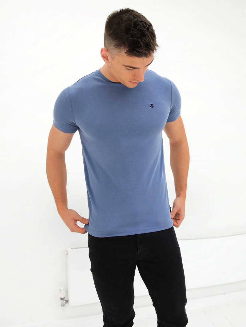 Dusty Blue Blakely Rowan Brushed Soft T-Shirt | AJSM-20573