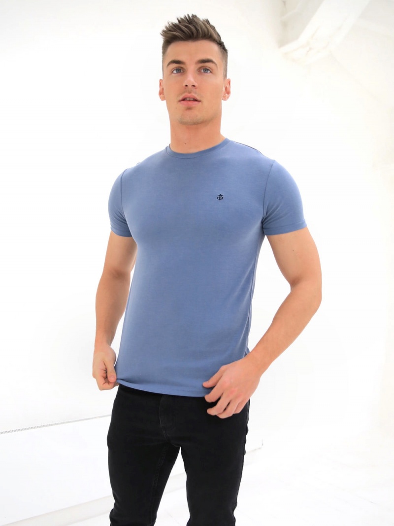 Dusty Blue Blakely Rowan Brushed Soft T-Shirt | AJSM-20573