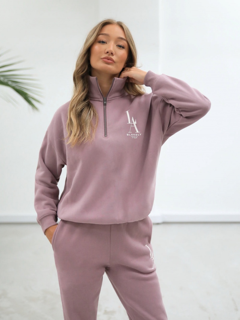 Dusty Pink Blakely Studio 1/4 Zip Jumper | AXVM-92835