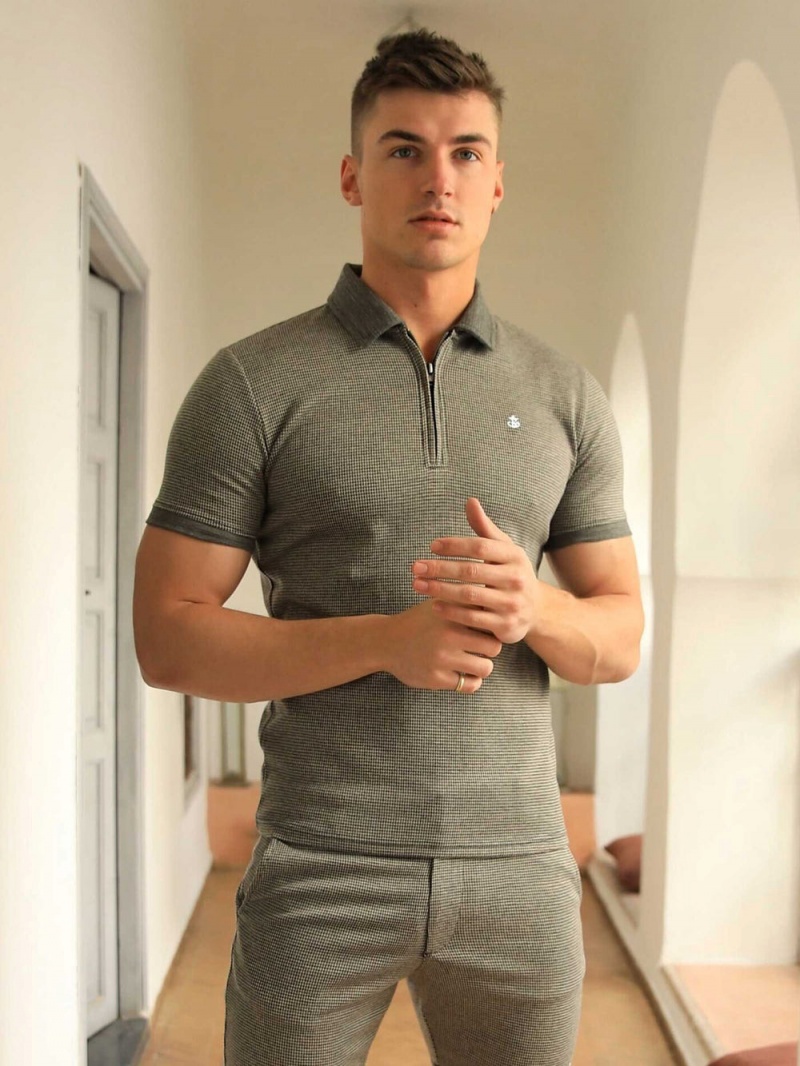 Gold Blakely Midar Check Polo Shirt | NACF-63152