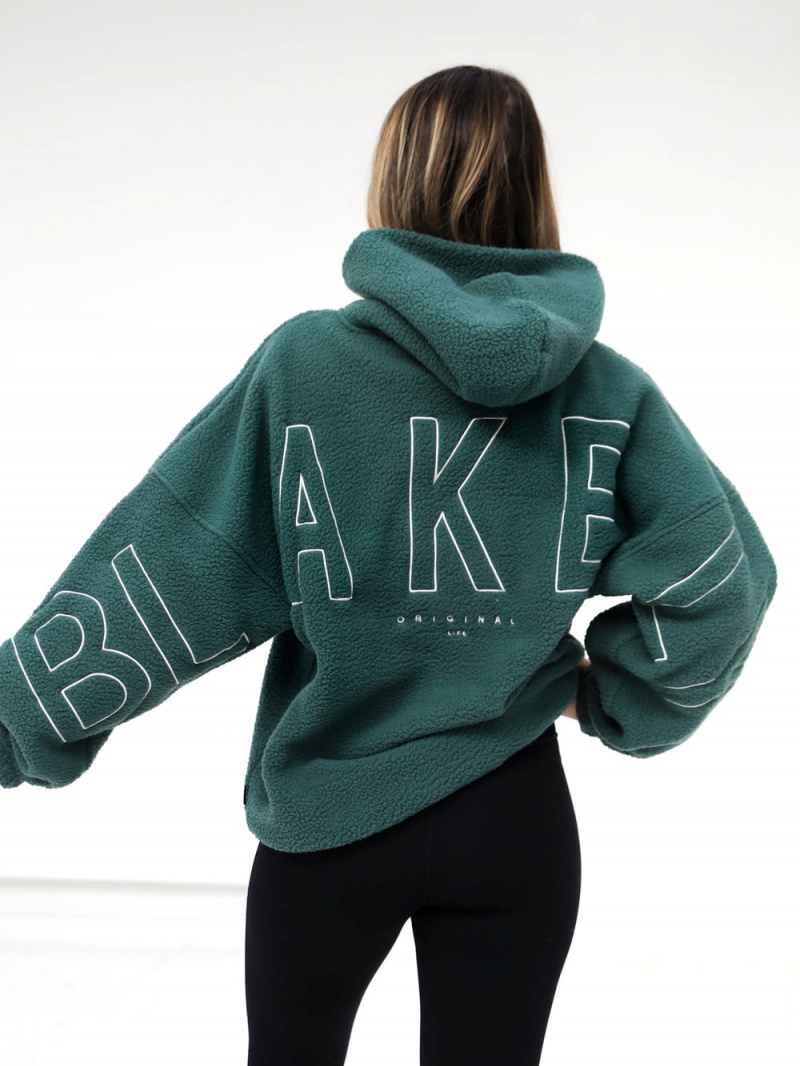 Green Blakely Borg Isabel Oversized Hoodie | QXMW-30594
