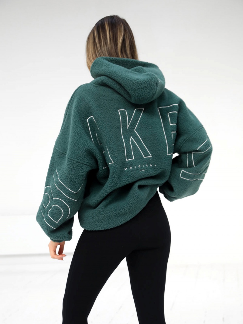 Green Blakely Borg Isabel Oversized Hoodie | PNKE-90416