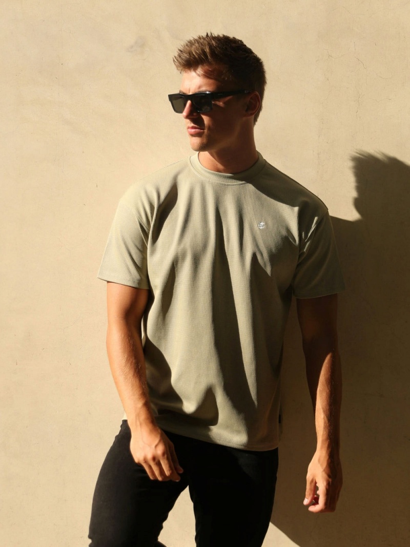 Green Blakely Ceuta Textured Oversized T-Shirt | QWSO-18476