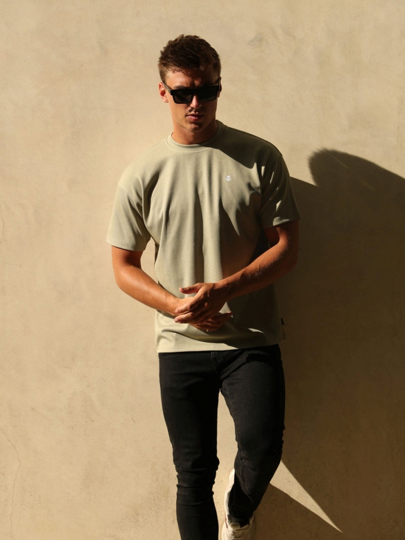 Green Blakely Ceuta Textured Oversized T-Shirt | QWSO-18476