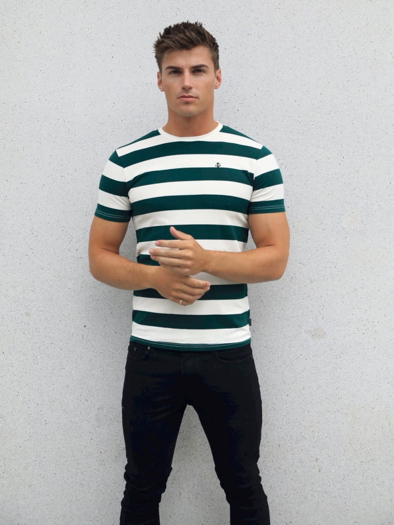 Green Blakely Loano Stripe T-Shirt | OGCN-90436