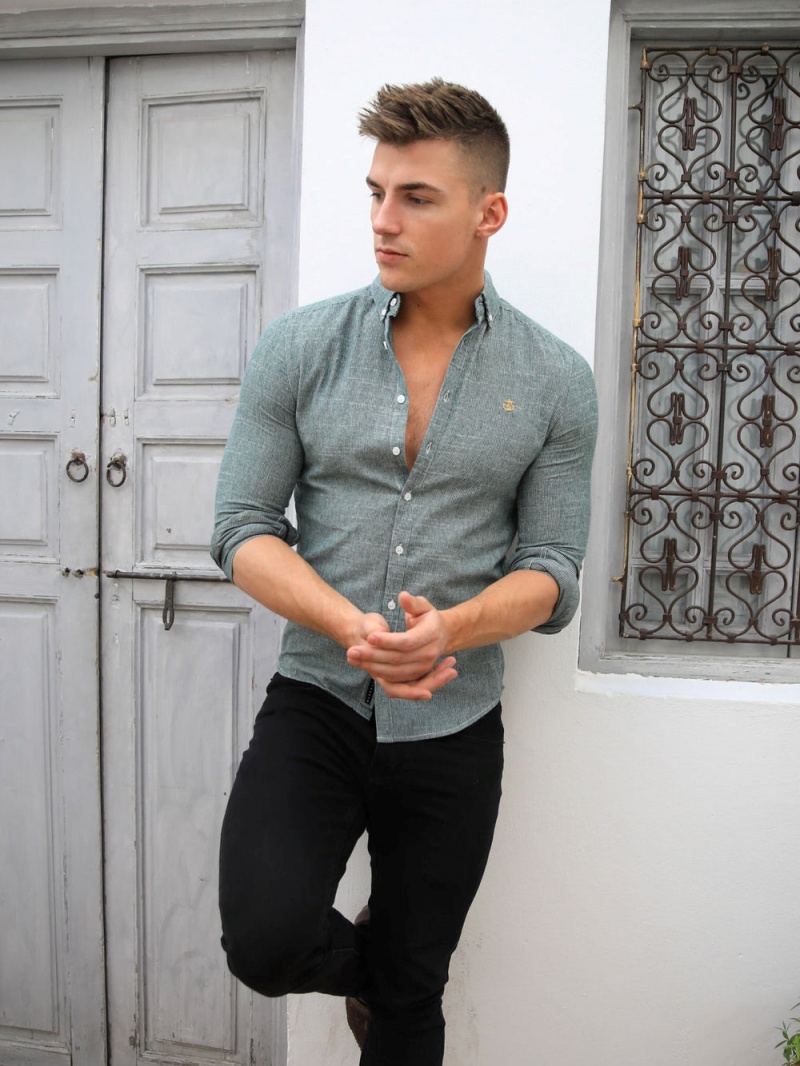 Green Blakely Odessa Pinstripe Shirt | SKEV-21563