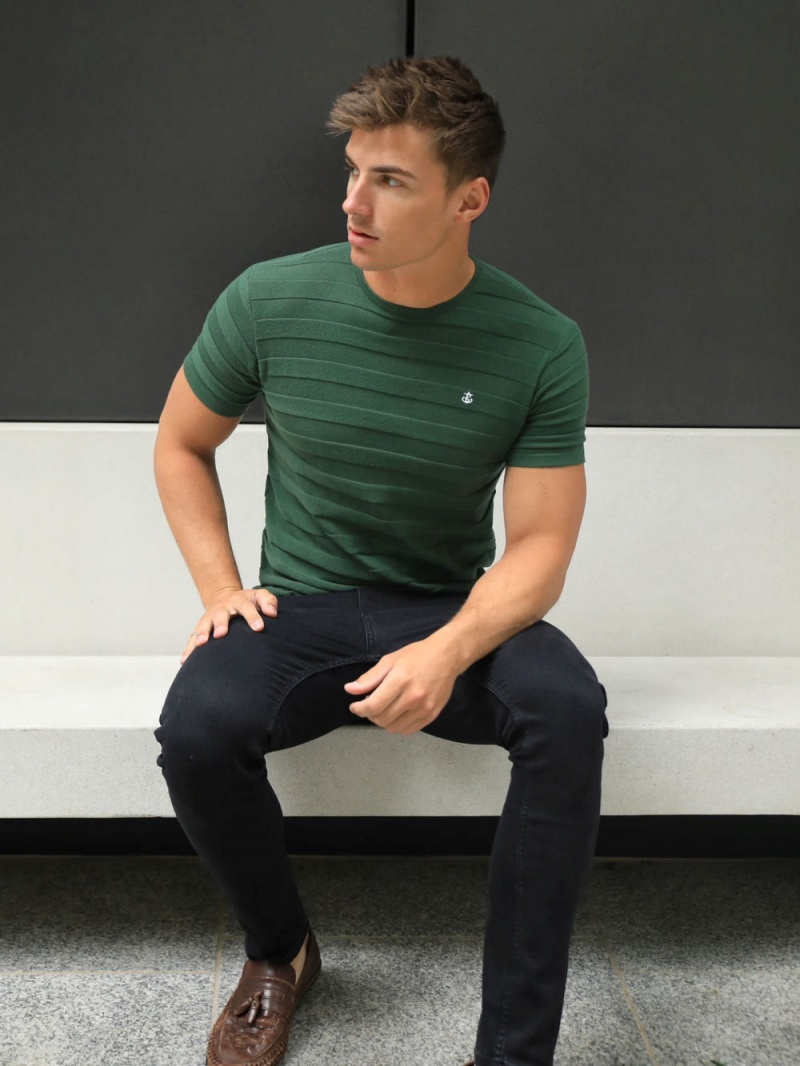 Green Blakely Raphello Stripe T-Shirt | MLTG-64718