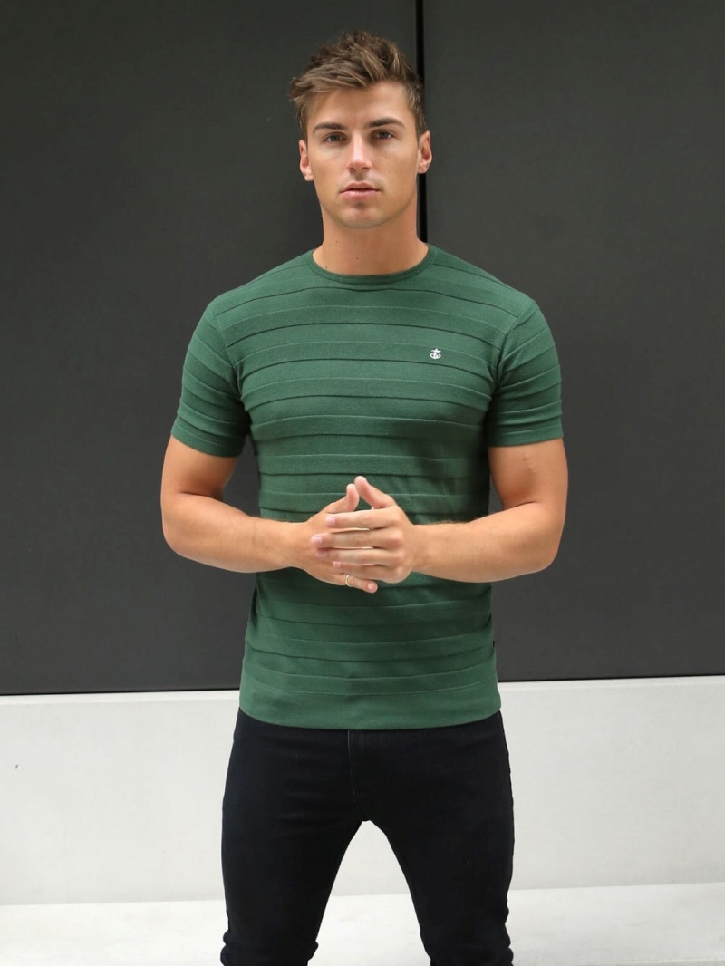 Green Blakely Raphello Stripe T-Shirt | MLTG-64718