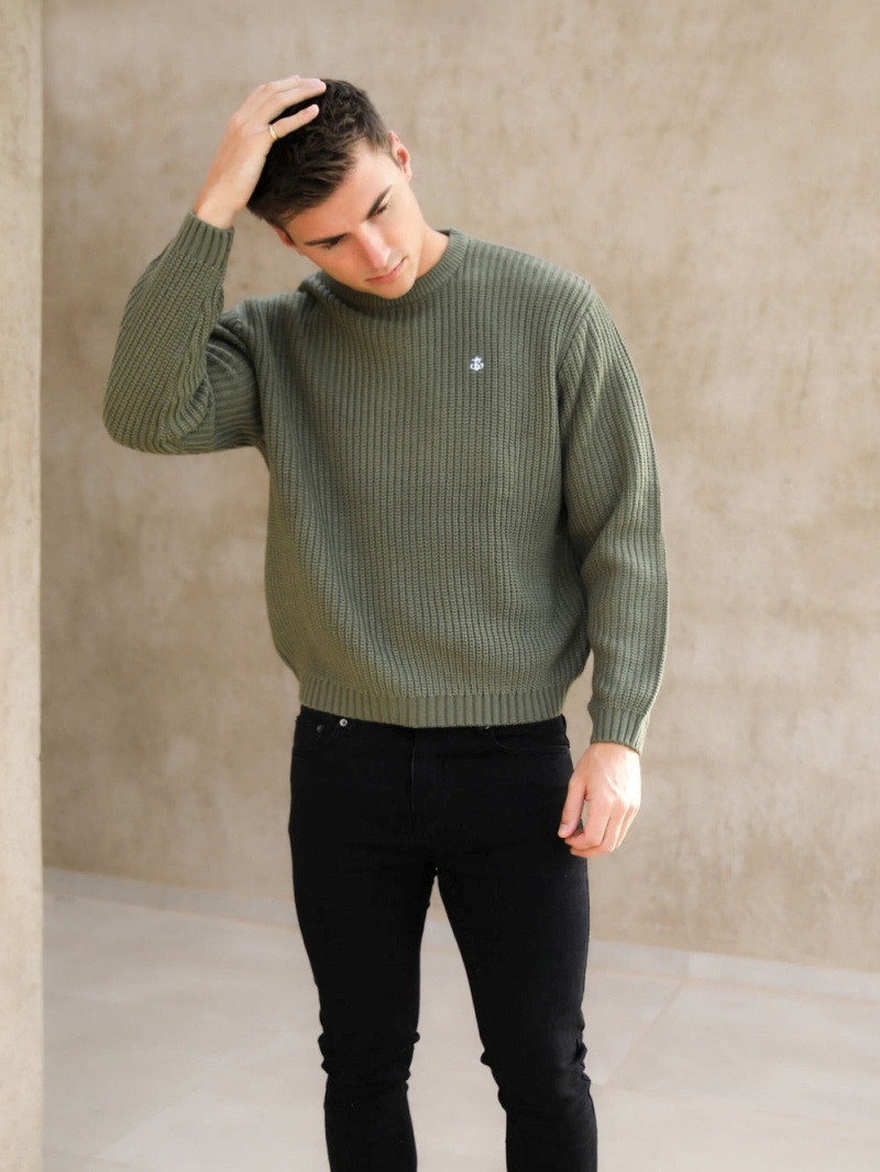 Green Blakely Stanton Knit Jumper | IKJR-63845