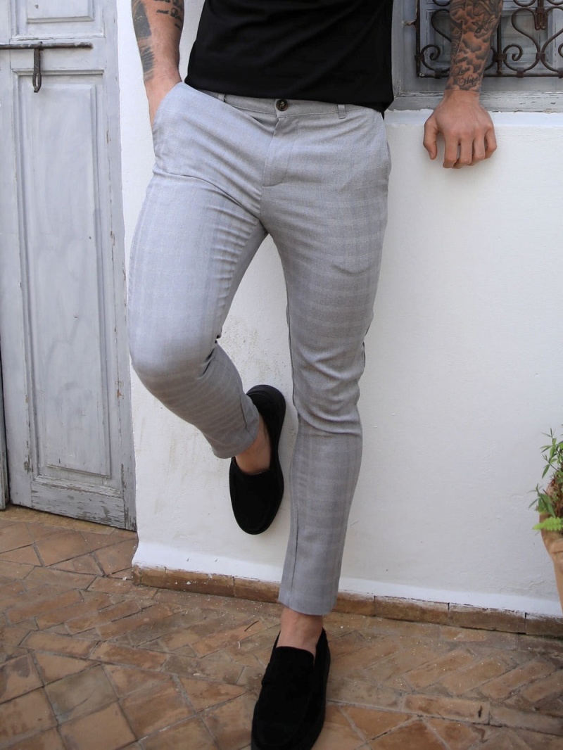 Grey Blakely Assaki Checked Trousers | PXKB-29143