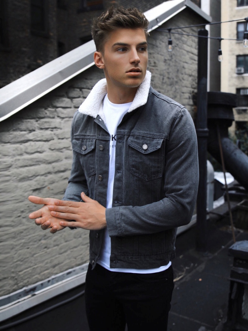 Grey Blakely Boston Denim Jacket | MIHJ-91354