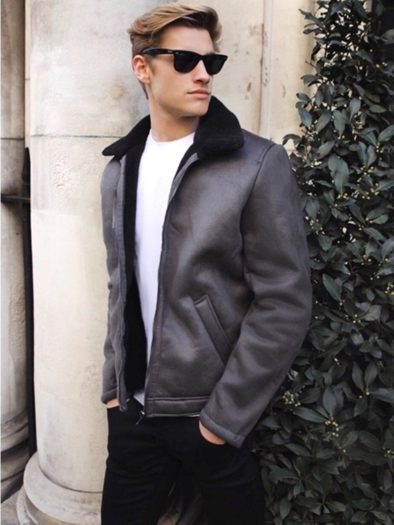 Grey Blakely Dumont Aviator Jacket | UIQE-09516