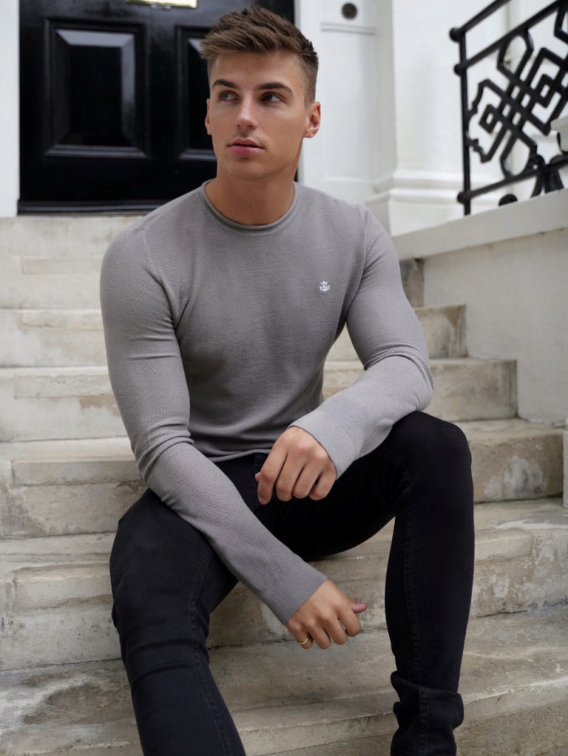 Grey Blakely Mason Knit Jumper | TESO-67398