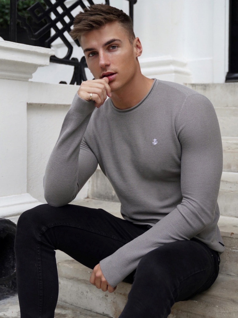 Grey Blakely Mason Knit Jumper | TESO-67398