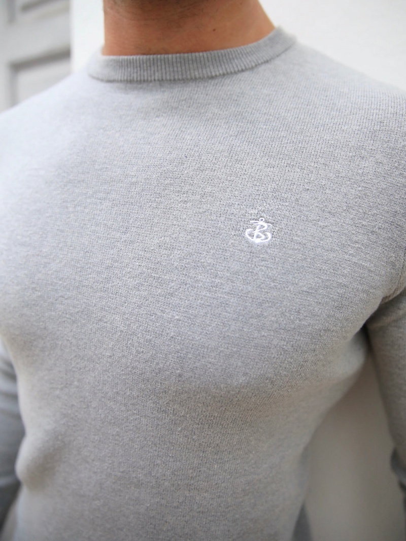 Grey Blakely Riad Knitted Long Sleeve T-Shirt | UXSM-06935