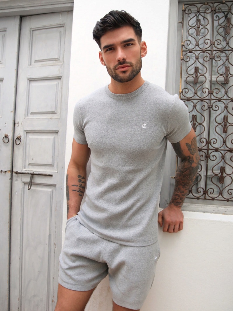 Grey Blakely Riad Knitted T-Shirt | PFXO-41635