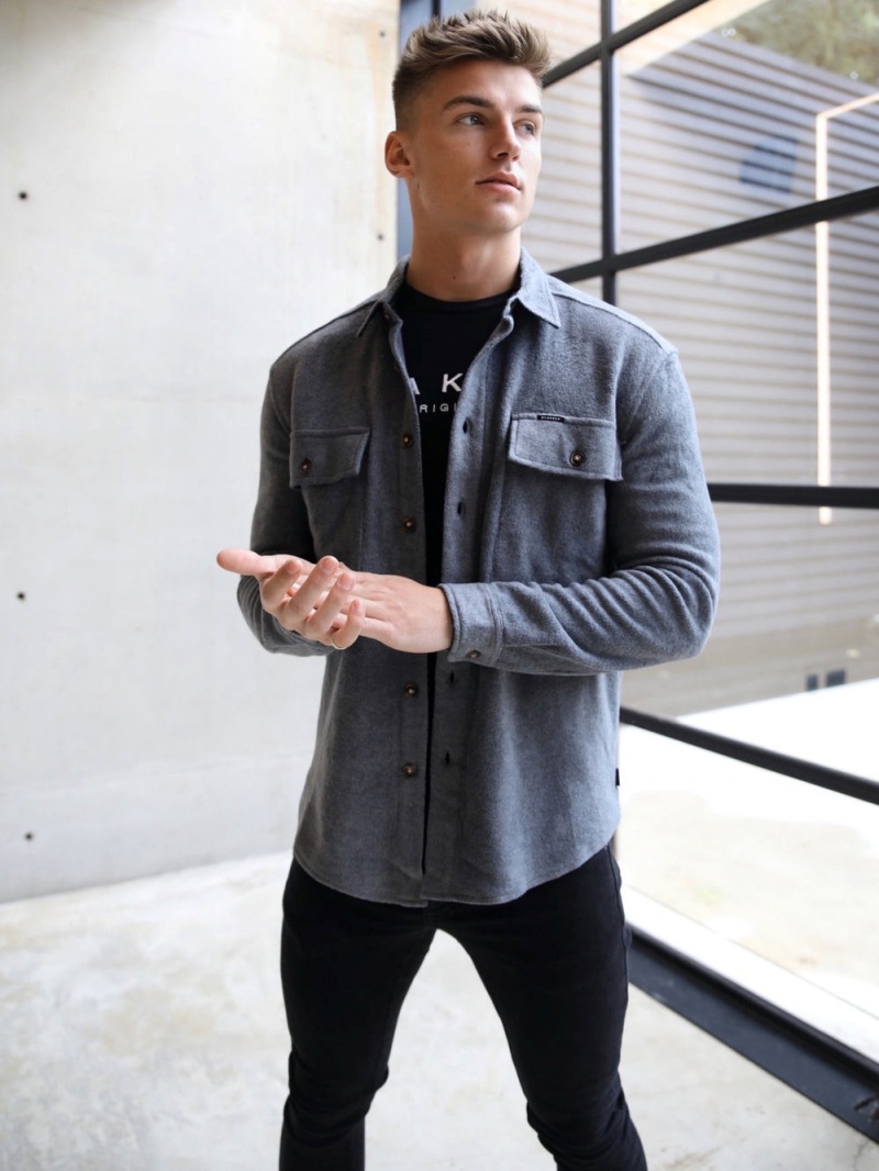Grey Blakely Richmond Oversized Shirt | UXZY-93508