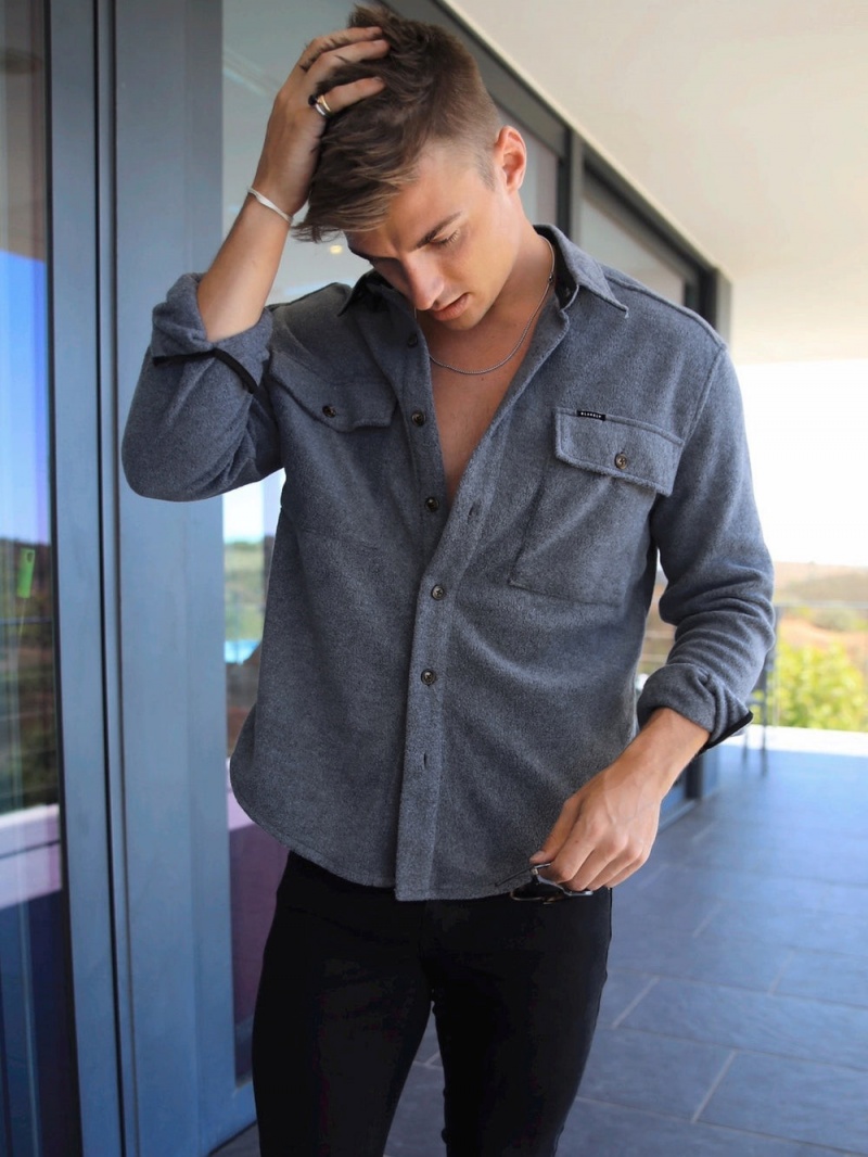 Grey Blakely Richmond Oversized Shirt | UXZY-93508