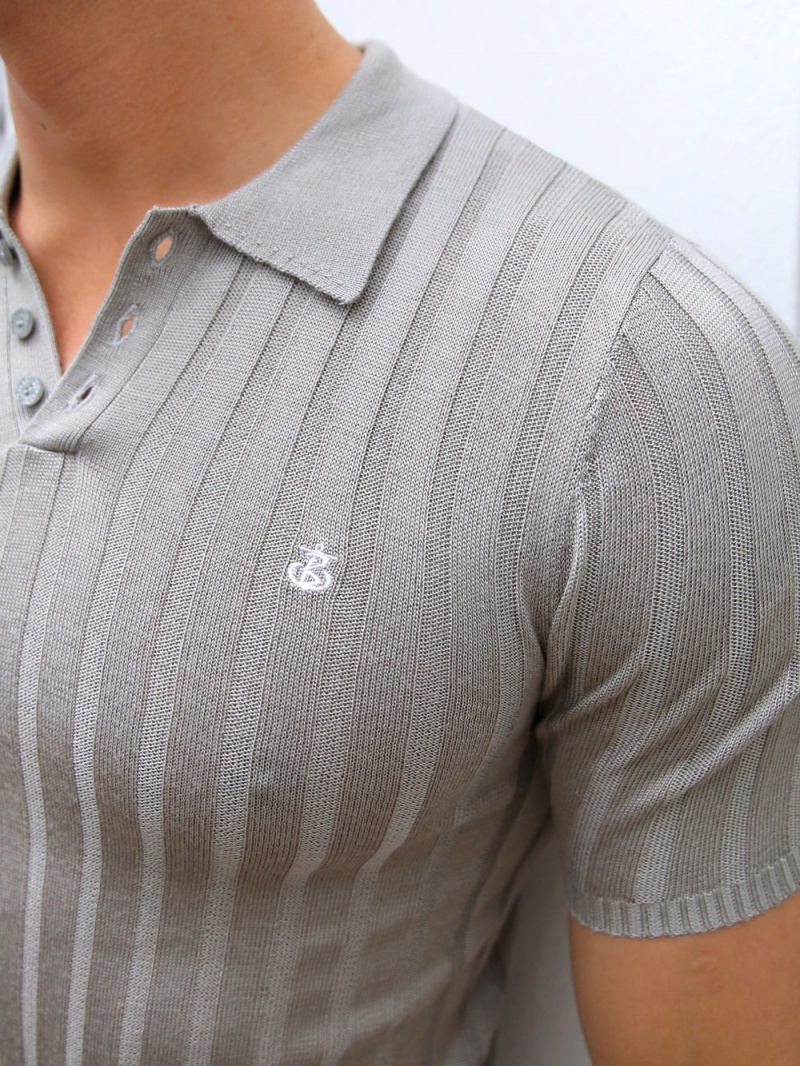 Grey Blakely Sidi Textured Stripe Polo | MUYN-29018