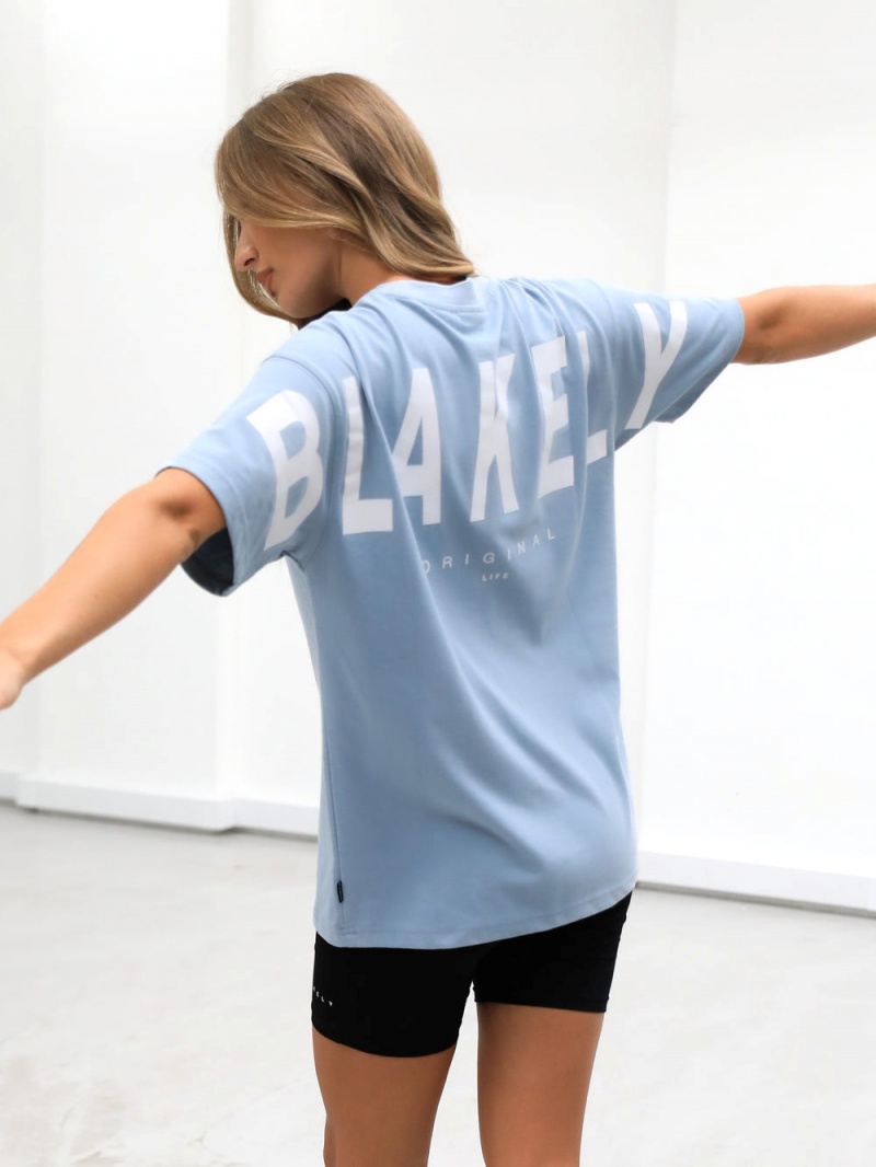 Ice Blue Blakely Isabel Oversized T-Shirt | AIUJ-15304