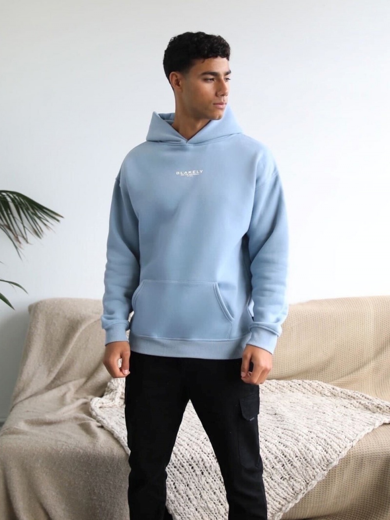 Ice Blue Blakely Statement Relaxed Hoodie | ACLQ-53046