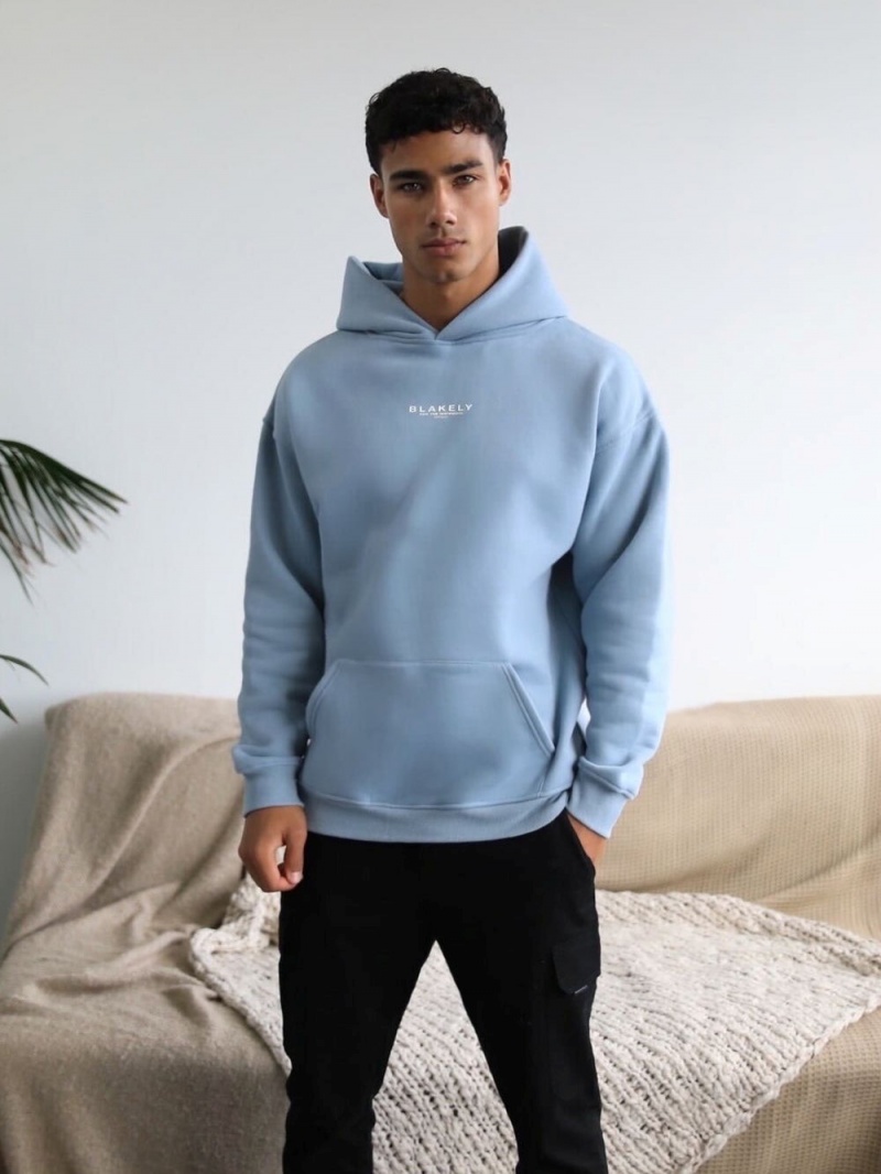 Ice Blue Blakely Statement Relaxed Hoodie | ACLQ-53046