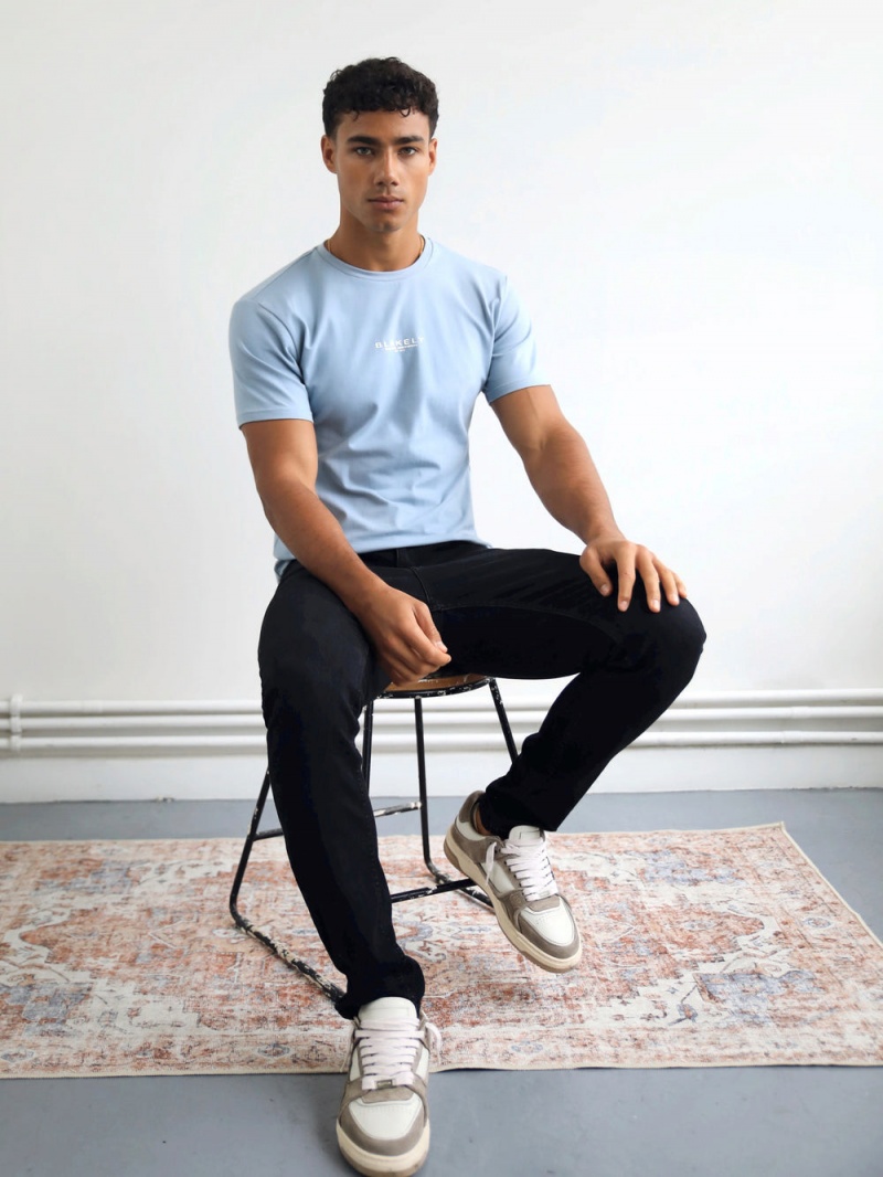 Ice Blue Blakely Statement T-Shirt | INKJ-02385