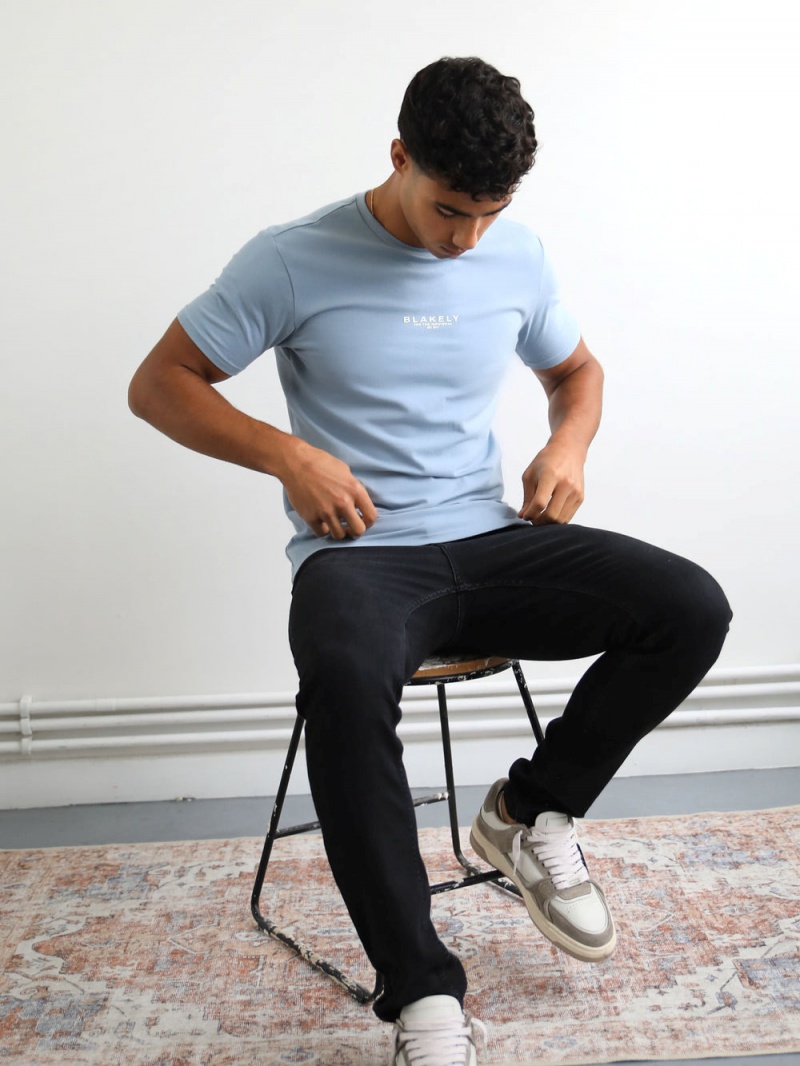 Ice Blue Blakely Statement T-Shirt | INKJ-02385