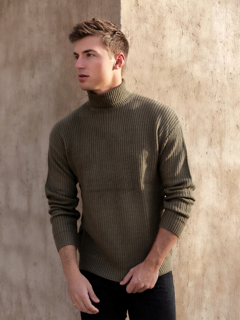 Khaki Blakely Hemsworth Roll Neck Jumper | XAPZ-74058