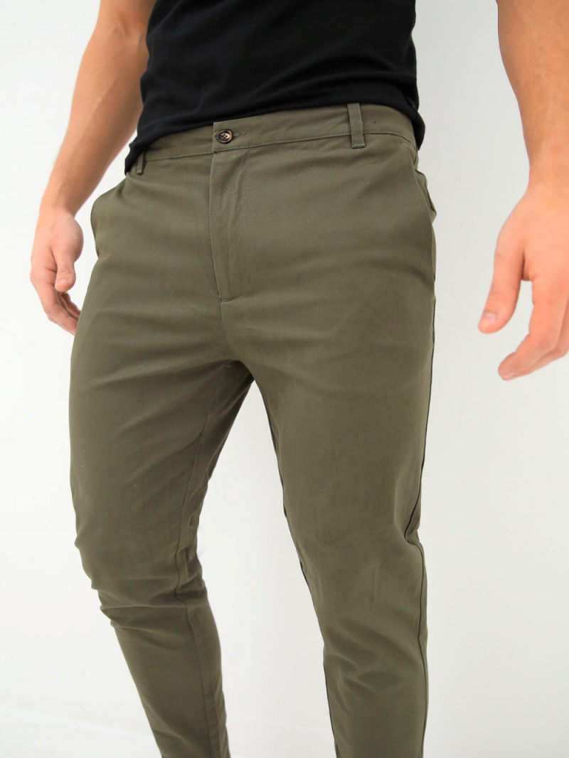 Khaki Blakely Kingsley Slim Fit Tailored Chinos | WCMZ-08463