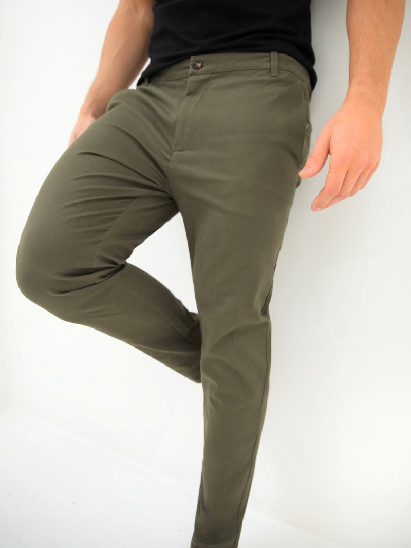Khaki Blakely Kingsley Slim Fit Tailored Chinos | WCMZ-08463