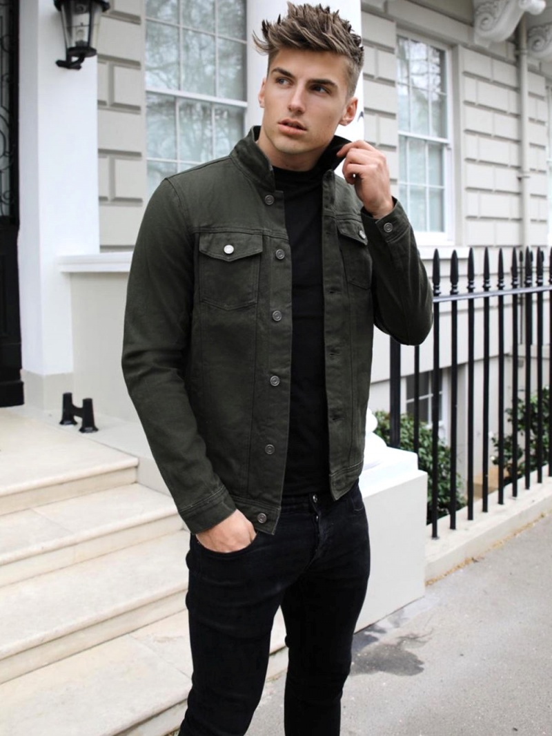 Khaki Green Blakely Alberta Denim Jacket | TDLJ-08316