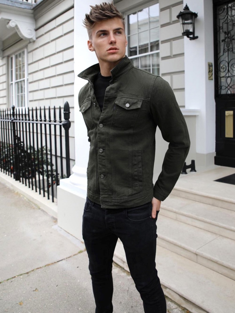 Khaki Green Blakely Alberta Denim Jacket | TDLJ-08316
