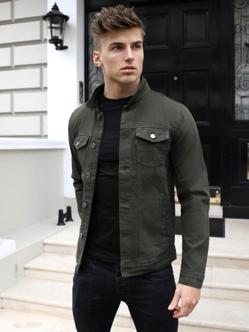 Khaki Green Blakely Alberta Denim Jacket | TDLJ-08316
