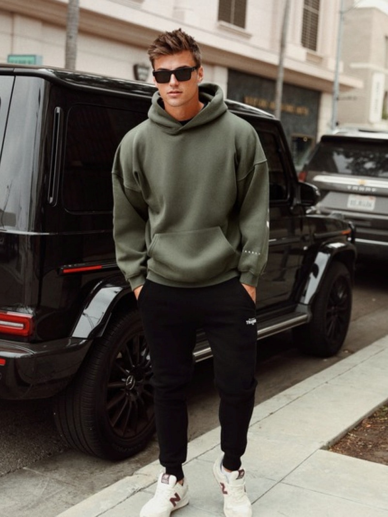 Khaki Green Blakely Idris Oversized Hoodie | IHTE-06351