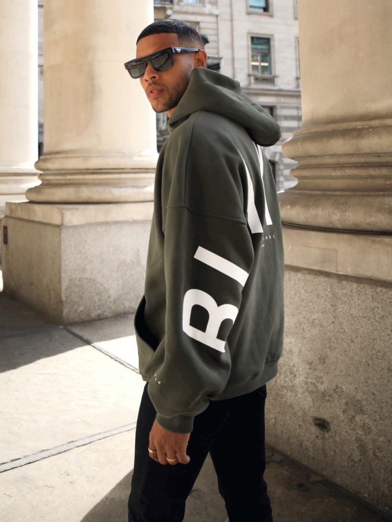 Khaki Green Blakely Idris Oversized Hoodie | IHTE-06351