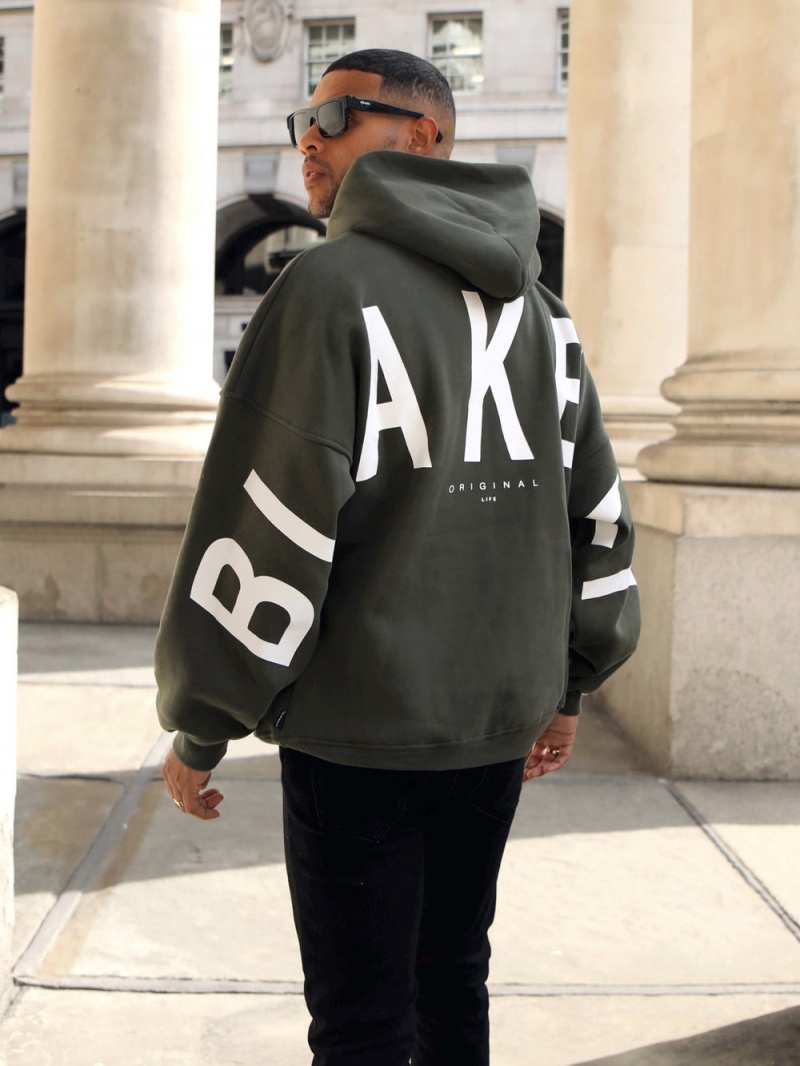 Khaki Green Blakely Idris Oversized Hoodie | IHTE-06351
